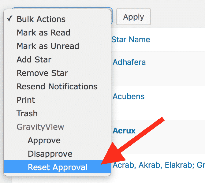 There's a new "Reset Approval" Bulk Action dropdown option