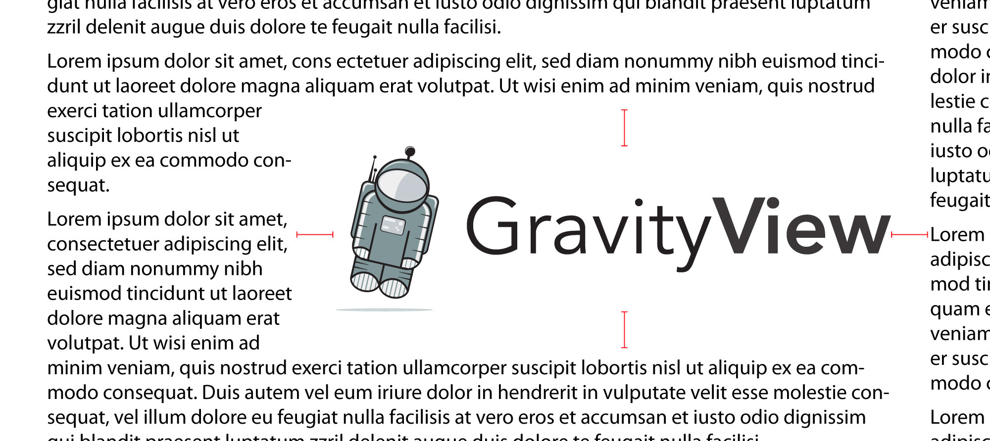 The GravityView logo, embedded on a page with proper spacing (at least the width of the "v" in the logo)