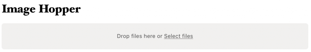 Light gray box surrounds text that reads "Drop files here or" followed by a link that reads "Select Files"