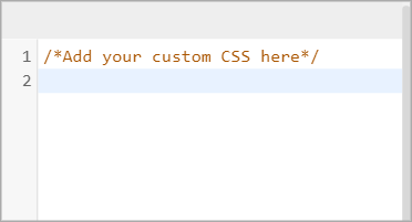 The additional CSS editor with a comment saying "Add your custom CSS here"