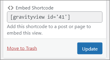 The GravityView shortcode for embedding Views