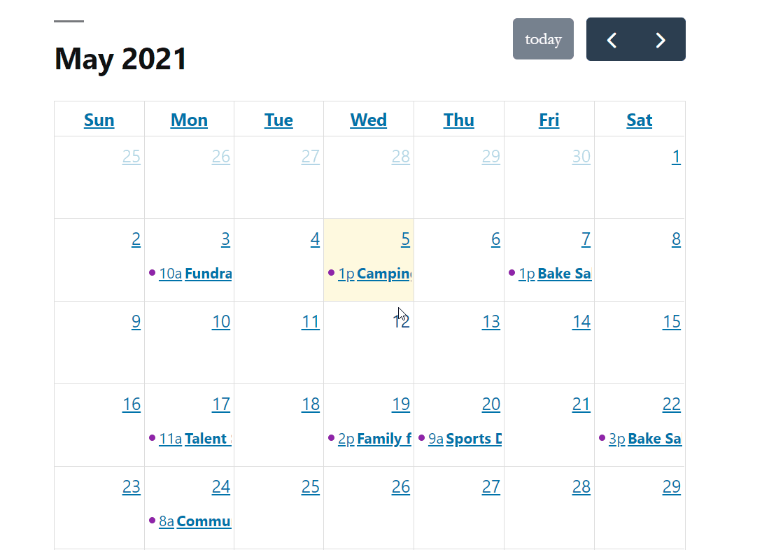 Dragging and dropping calendar events  on the front end to change the date