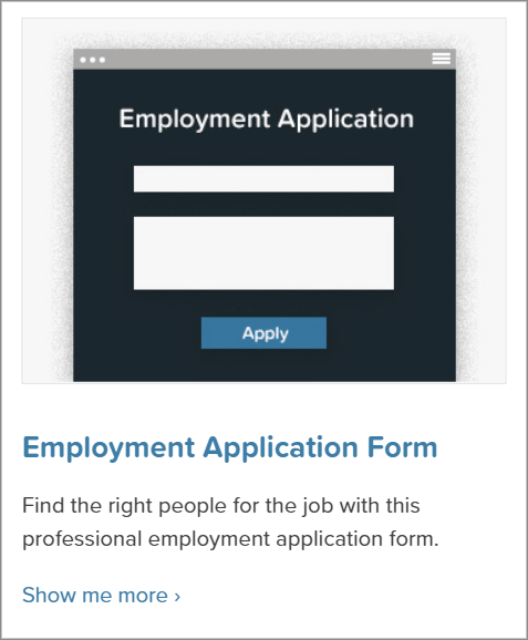 The Employment Application Form template from the Gravity Forms template library
