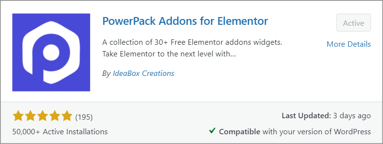 The PowerPack Addons for Elementor plugin preview 