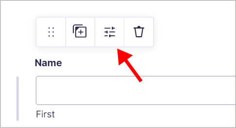 The Settings icon above a form field