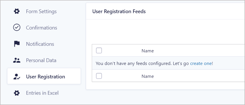 The Gravity Forms User Registration feed
