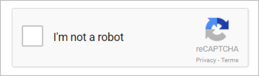 Google's reCAPTCHA with a checkbox saying "I'm not a robot".