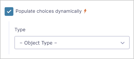 A checkbox that says 'Populate choices dynamically'