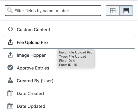 File Upload Pro field in GravityView