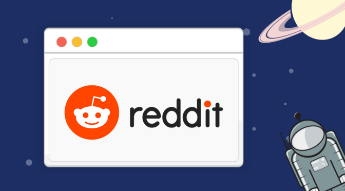 Reddit logo inside a web browser window in space
