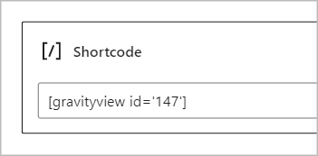 The GravityView shortcode inside a Gutenberg Shortcode module
