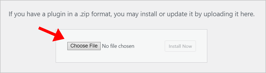 An arrow pointing to the 'Choose File' button