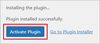 The Activate Plugin button
