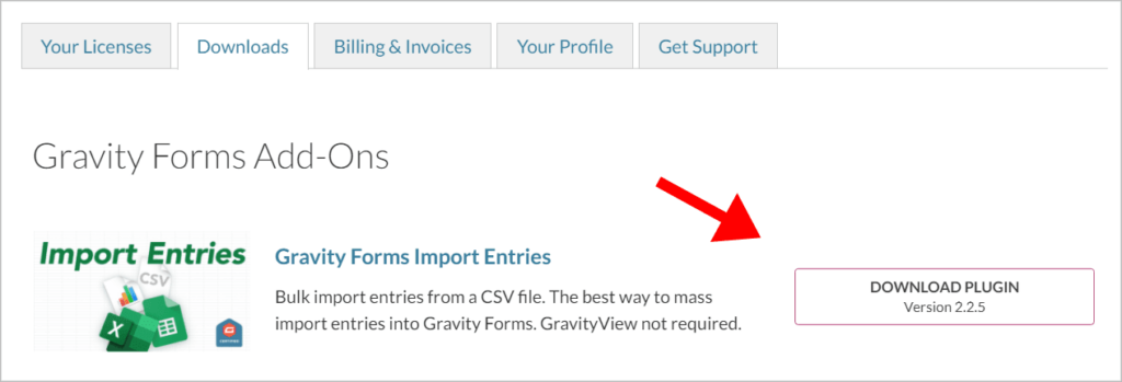 The Download Plugin button on the GravityView Account page