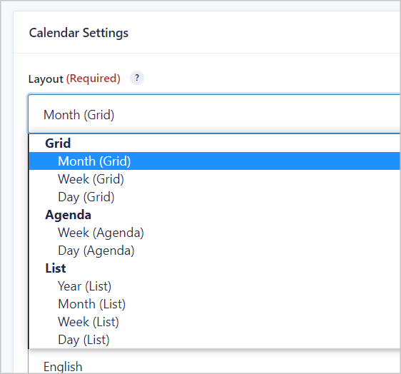Gravity Forms Calendar Layout options