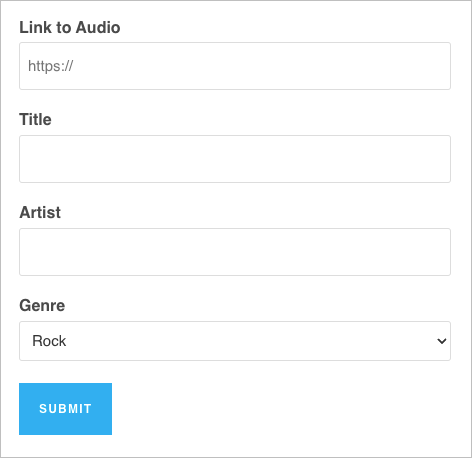 A Gravity Forms audio submission form on the front end 
