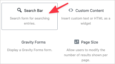 The GravityView Search Bar widget