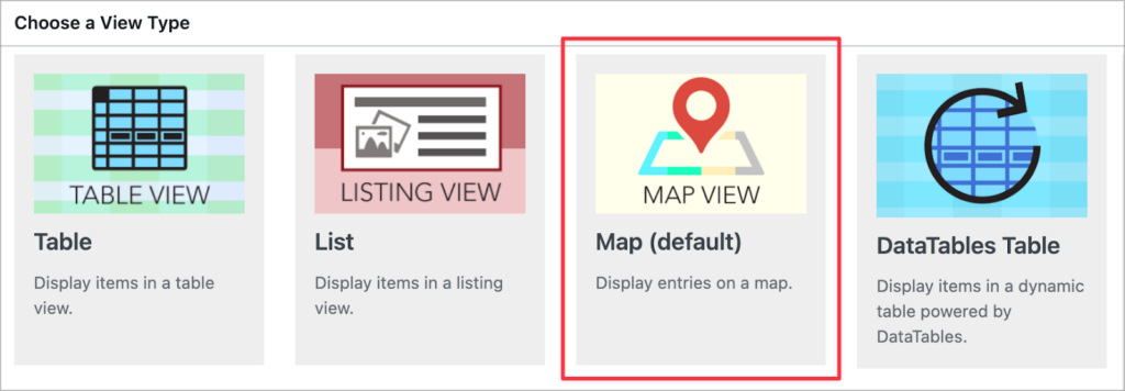 Choosing a View Type when creating a new View in GravityView
