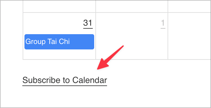 A link underneath a Gravity Forms Calendar that says "Subscribe to calendar"