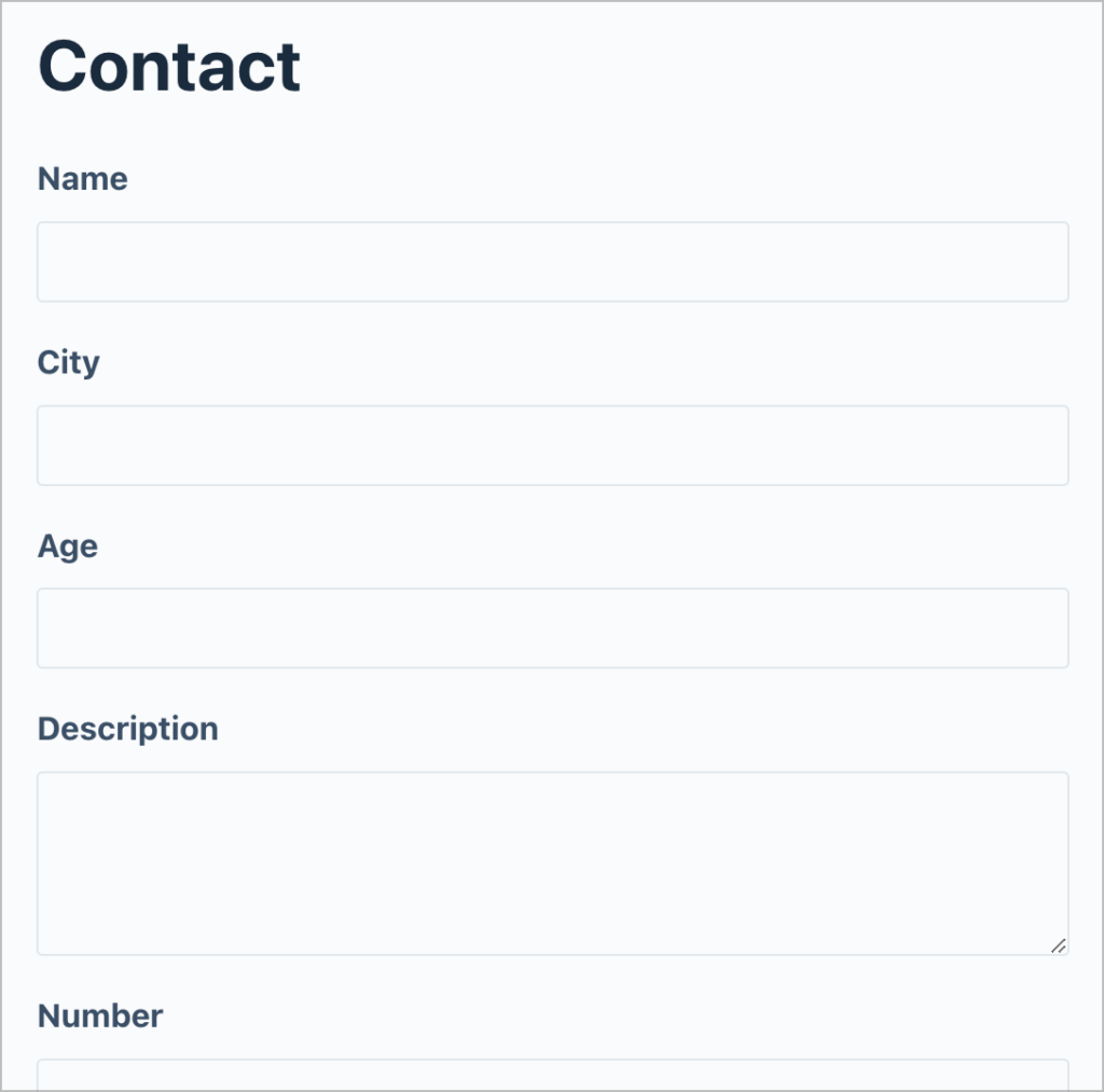 A contact form built with Gravity Forms