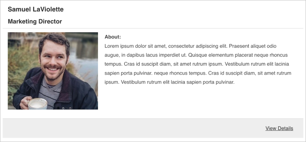 A user profile created using GravityView