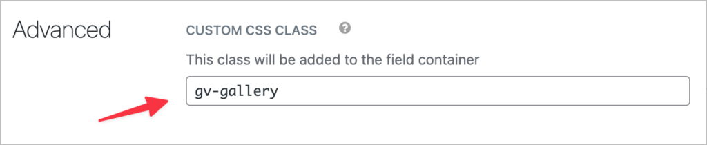 The 'Custom CSS Class' text box in the Advanced field settings