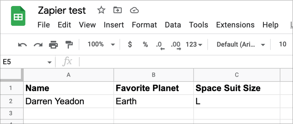 A Google Sheet with data populated by Zapier from GravityKit