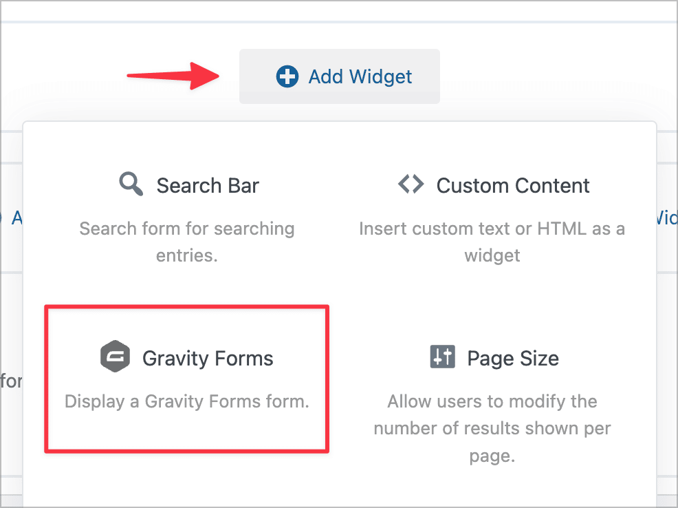 The Gravity Forms Widget in the GravityView View editor