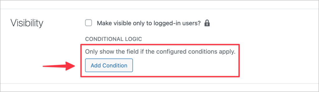 The 'Add Condition' button for field conditional logic in GravityView