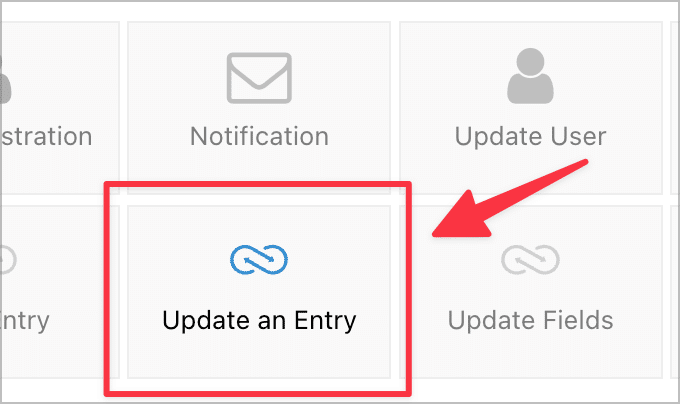 The 'Update an Entry' step type