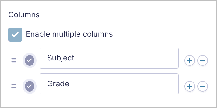 A checkbox for enabling the 'multiple columns' feature for the Gravity Forms List field