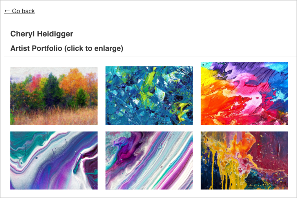 An image gallery displaying images in a grid that were uploaded using Gravity Forms