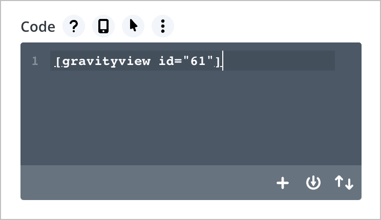 The GravityView shortcode inside a Divi 'Code' module