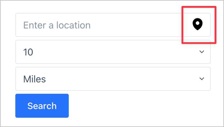 The map marker icon on the right of the 'Enter a location' search input