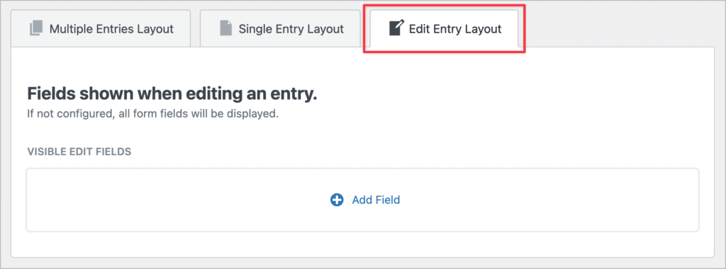 The Edit Entry Layout configuration screen in GravityView