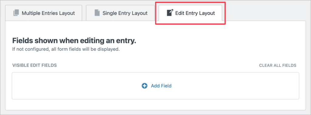 The GravityView Edit Entry Layout tab