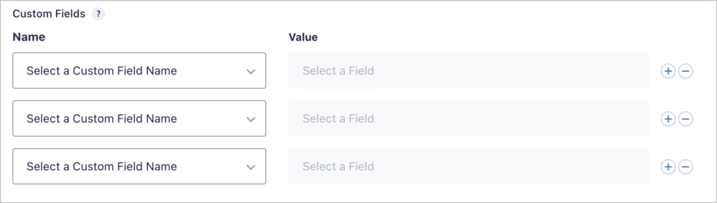 Custom field options for the post creation feed