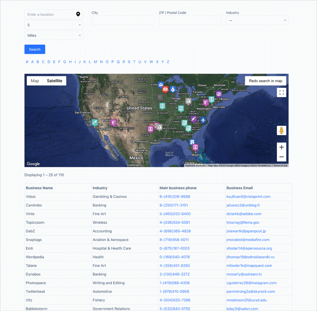 A geolocation directory build with GravityView